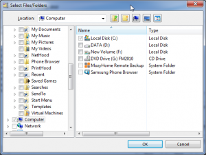 Select files and folders Select files and folders in PA 11.61 Backup!